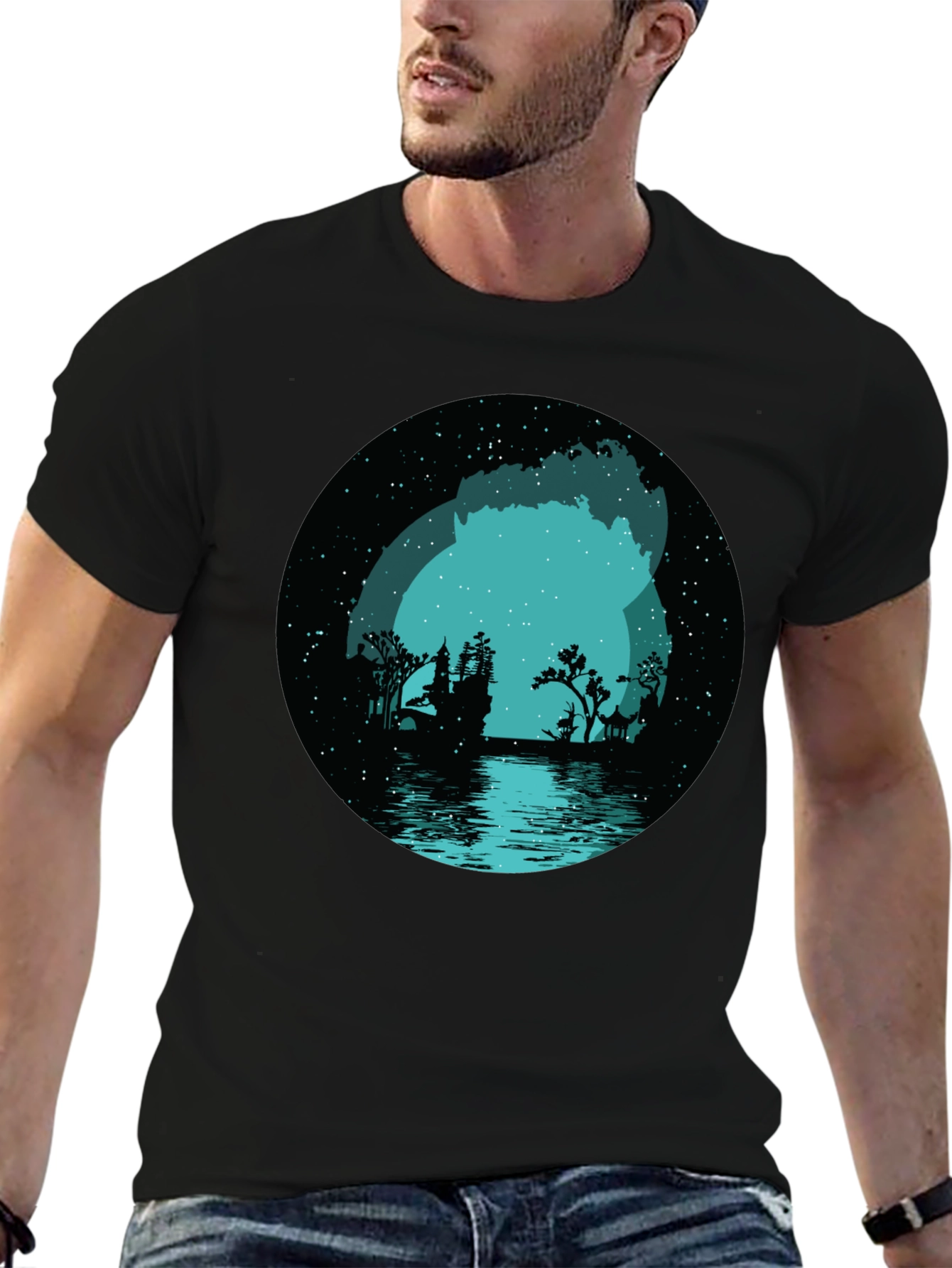 Mystic Lake Silhouette Graphic Tee - Black