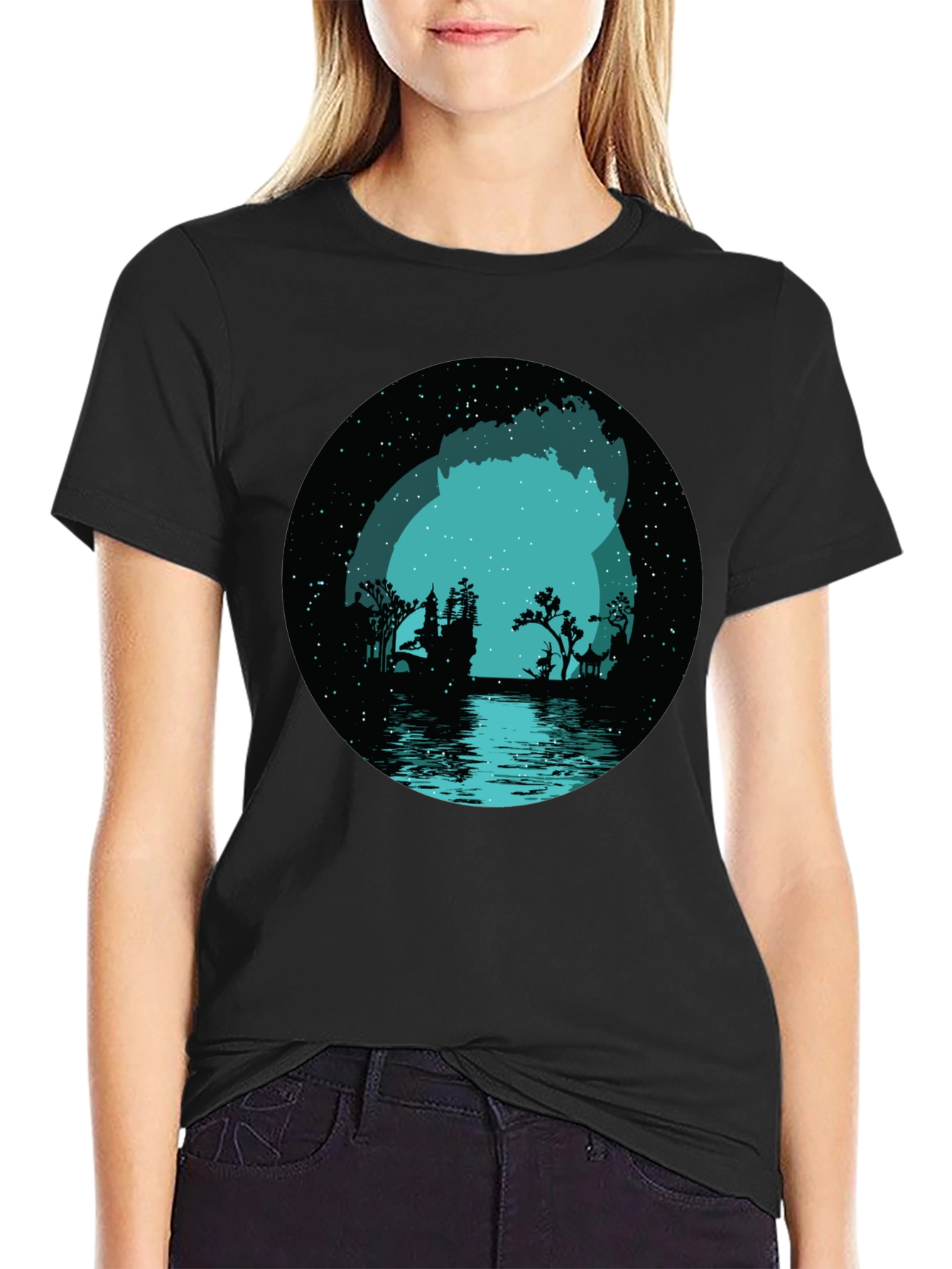 Mystic Lake Silhouette Graphic Tee - Black