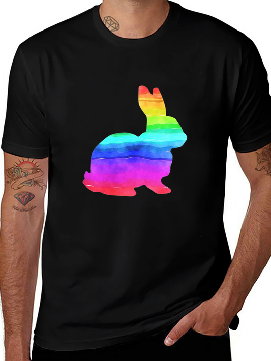 Rainbow Bunny Graphic Tee - Soft Cotton T-Shirt