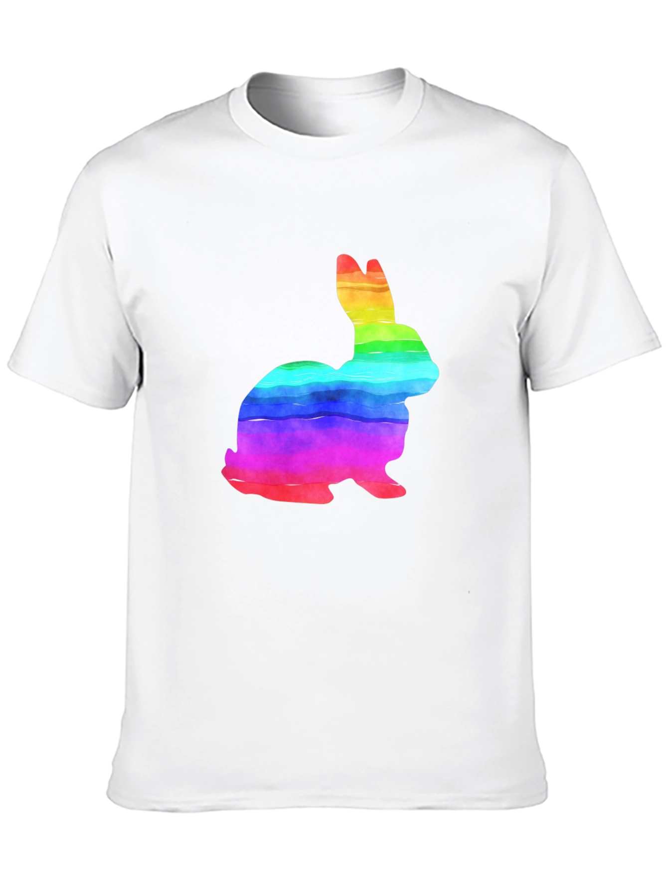 Rainbow Bunny Graphic Tee - Soft Cotton T-Shirt