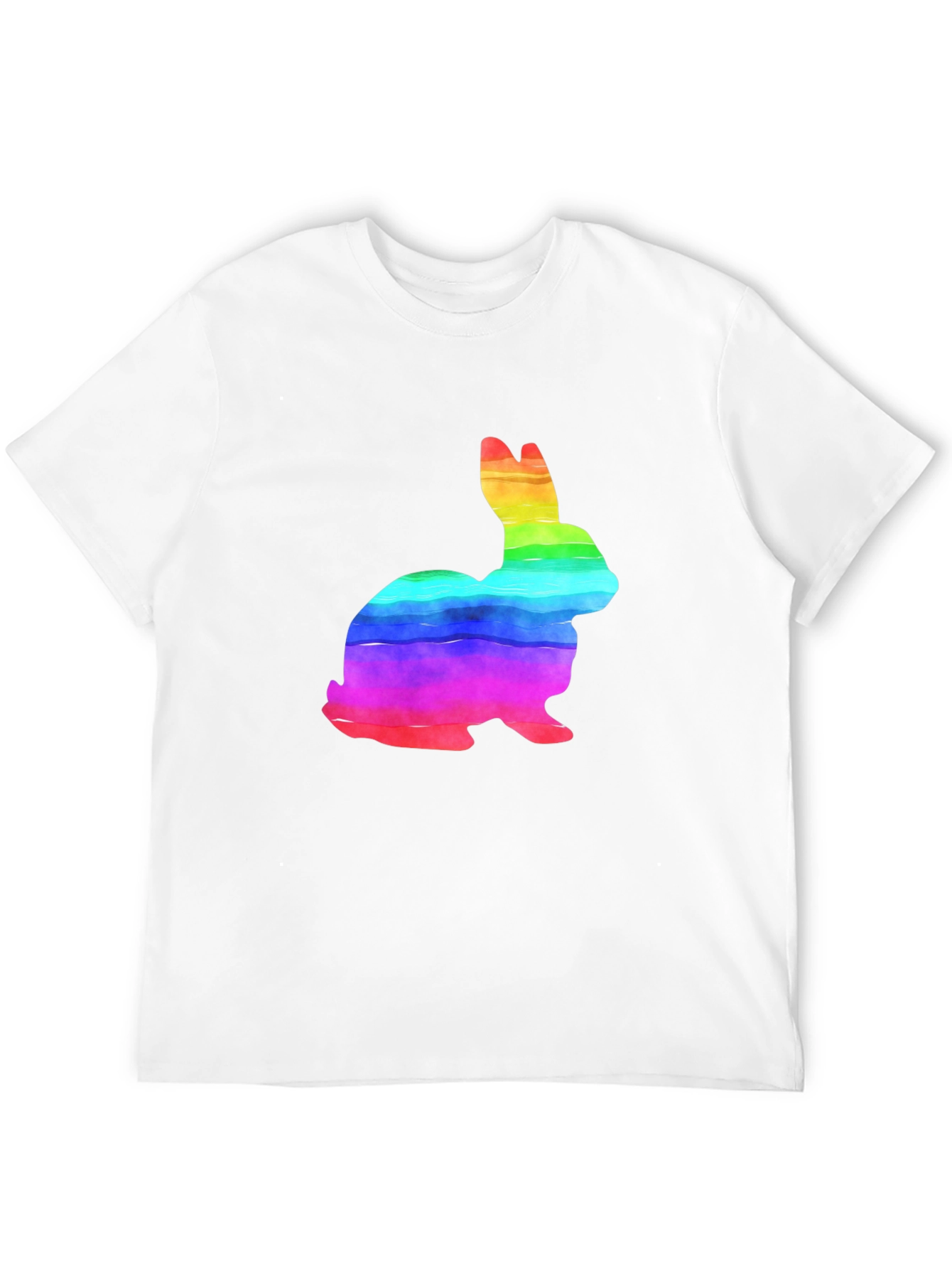 Rainbow Bunny Graphic Tee - Soft Cotton T-Shirt