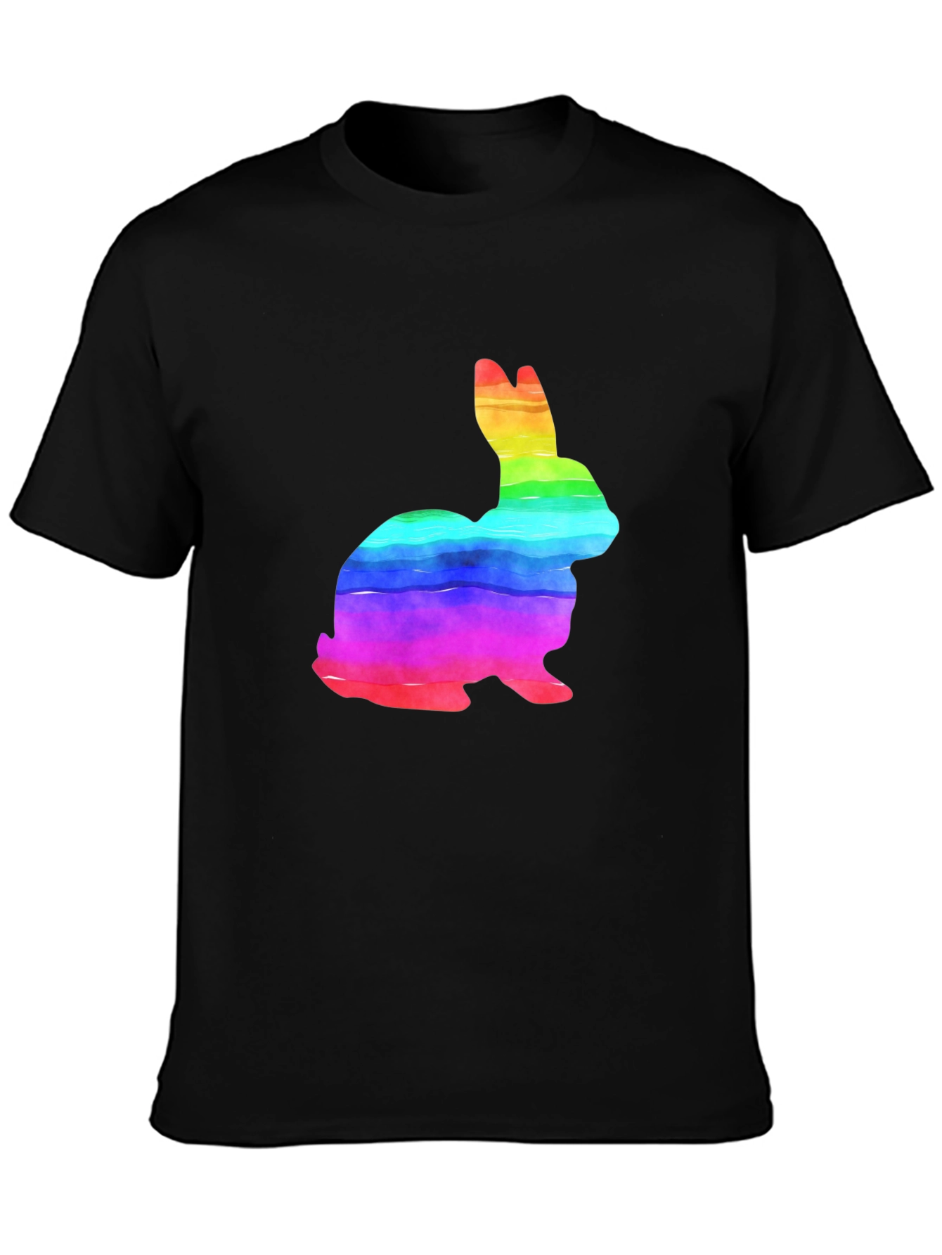 Rainbow Bunny Graphic Tee - Soft Cotton T-Shirt