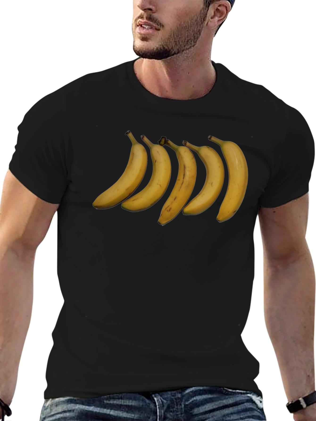 Banana Row Black T-Shirt - Quirky Graphic Tee