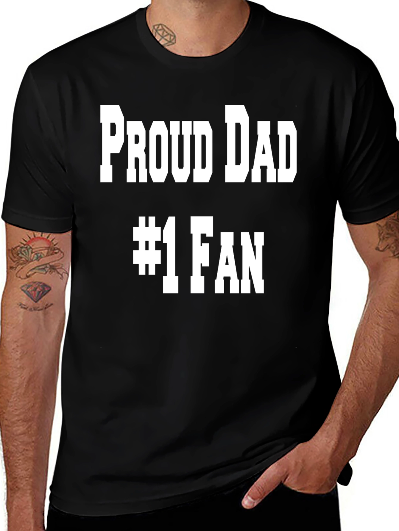 Proud Dad #1 Fan Black T-Shirt