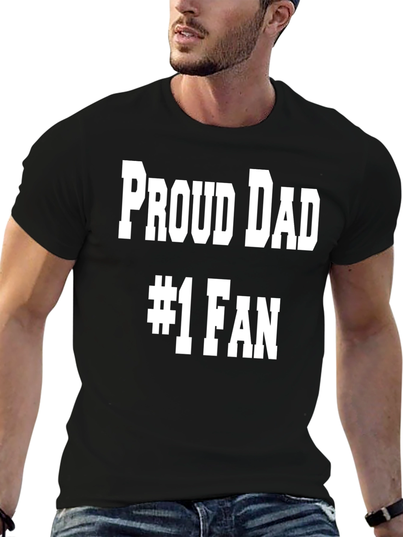 Proud Dad #1 Fan Black T-Shirt