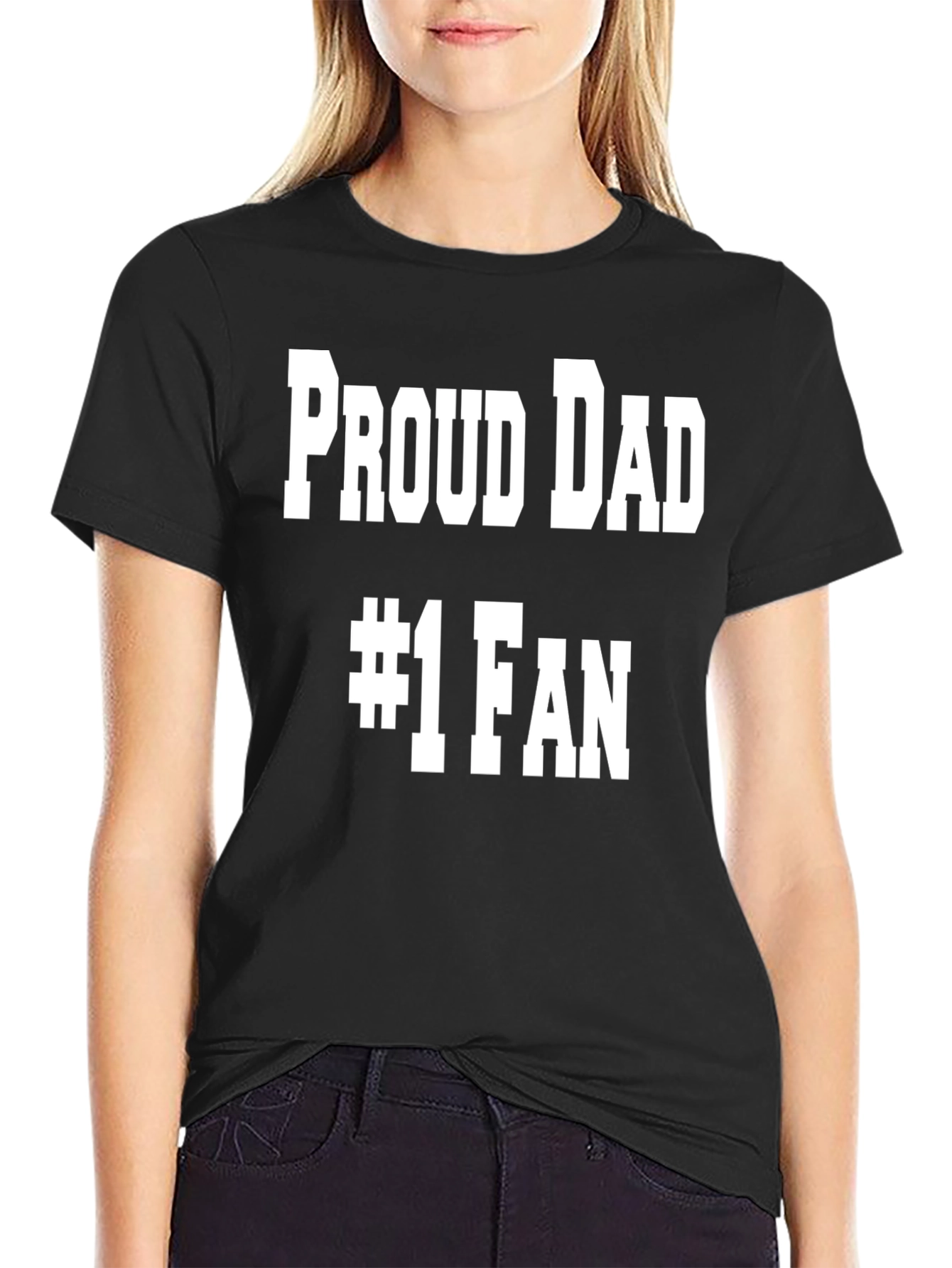 Proud Dad #1 Fan Black T-Shirt
