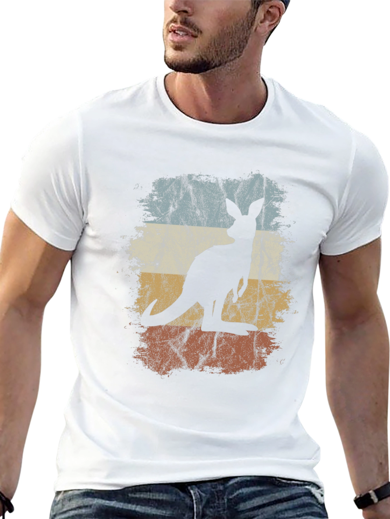 Retro Kangaroo Graphic Tee - Unisex Black T-Shirt