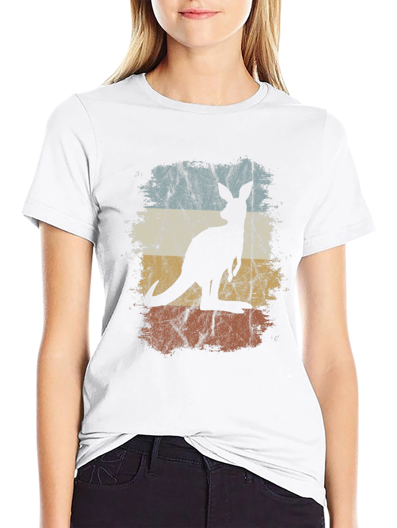 Retro Kangaroo Graphic Tee - Unisex Black T-Shirt