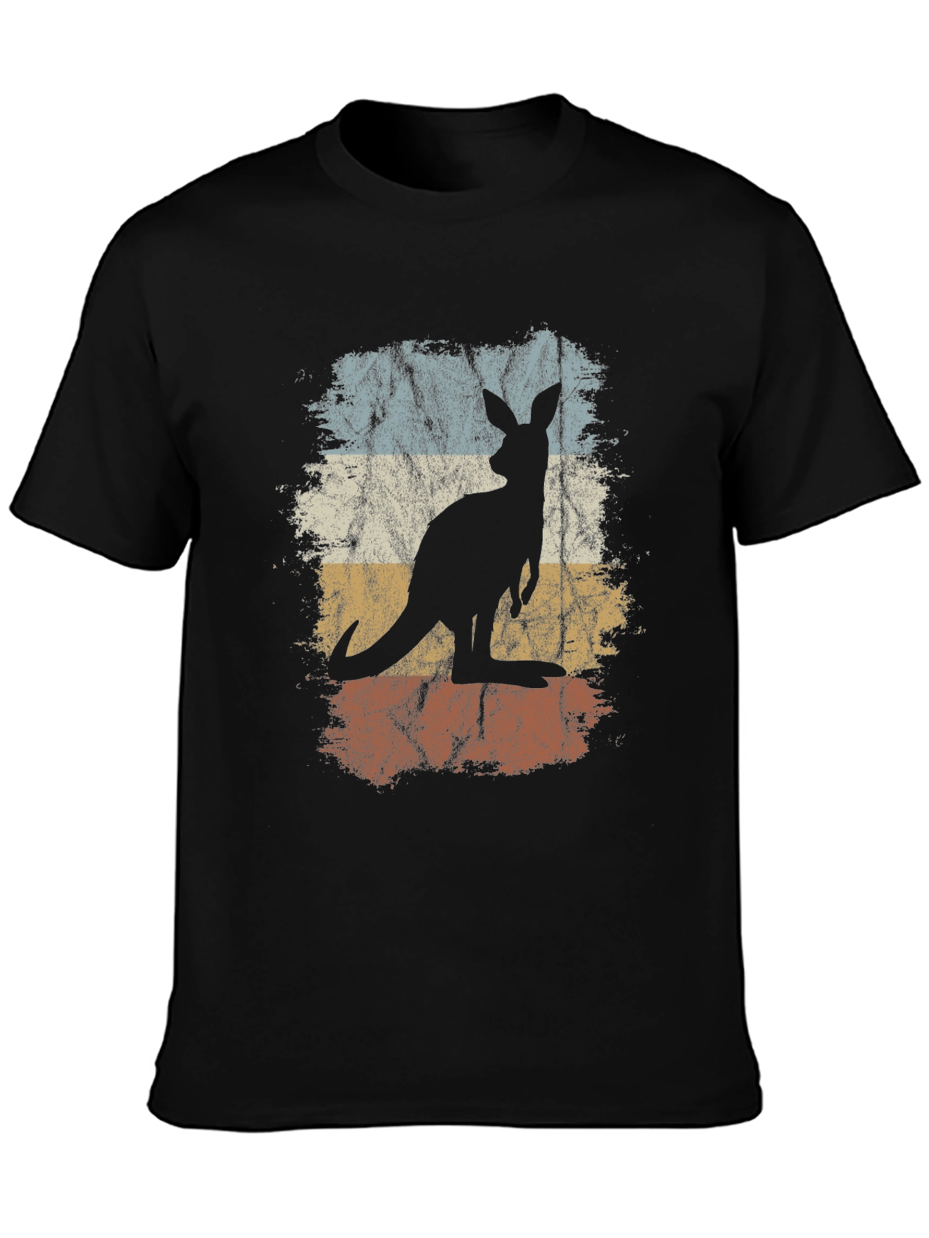 Retro Kangaroo Graphic Tee - Unisex Black T-Shirt
