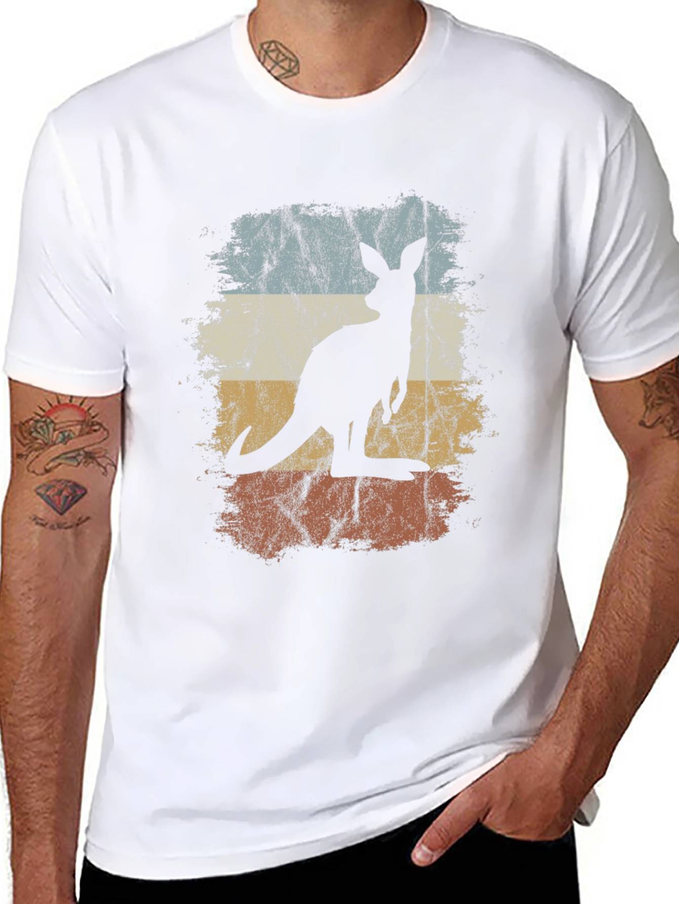 Retro Kangaroo Graphic Tee - Unisex Black T-Shirt