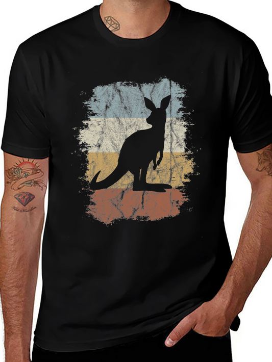 Retro Kangaroo Graphic Tee - Unisex Black T-Shirt