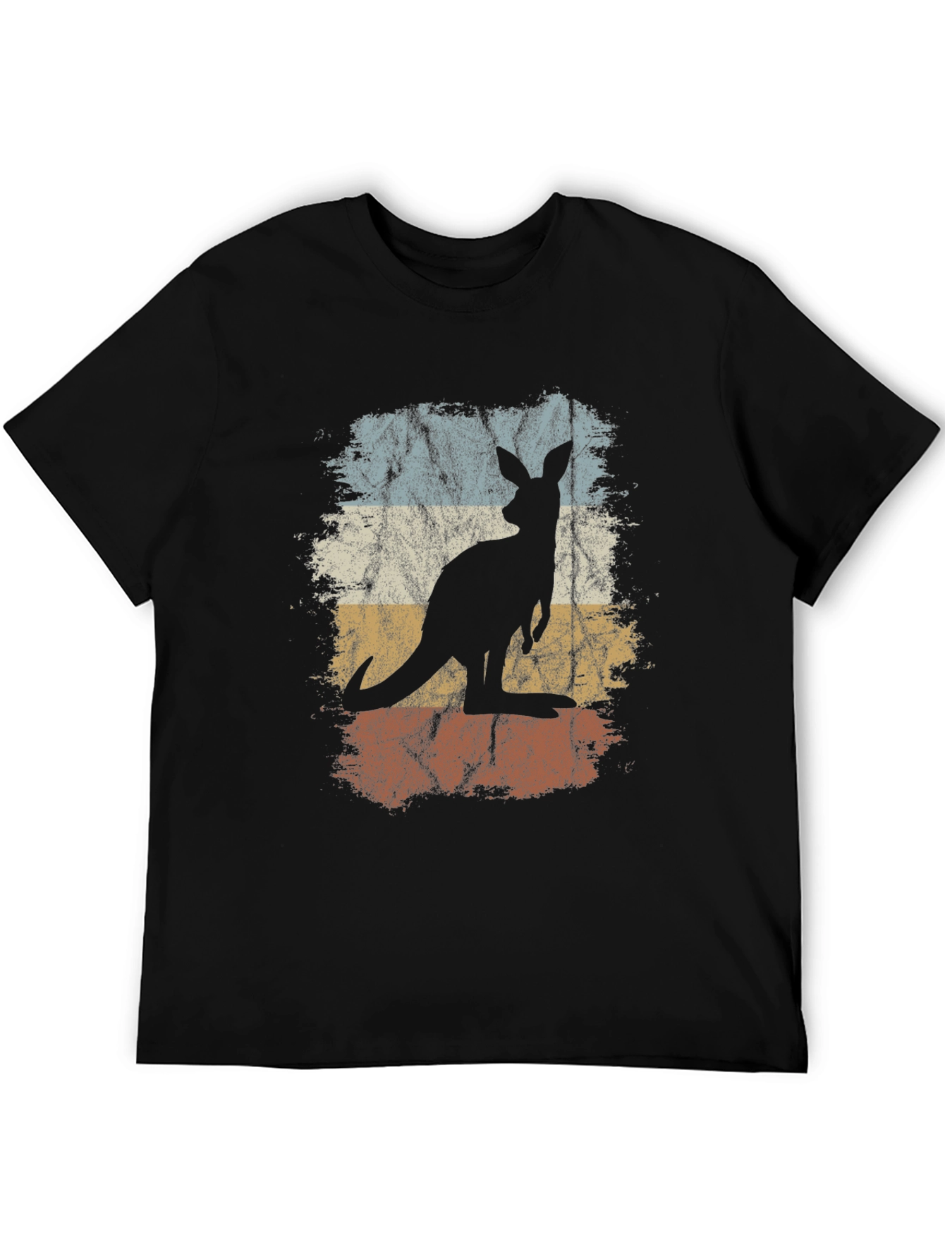 Retro Kangaroo Graphic Tee - Unisex Black T-Shirt
