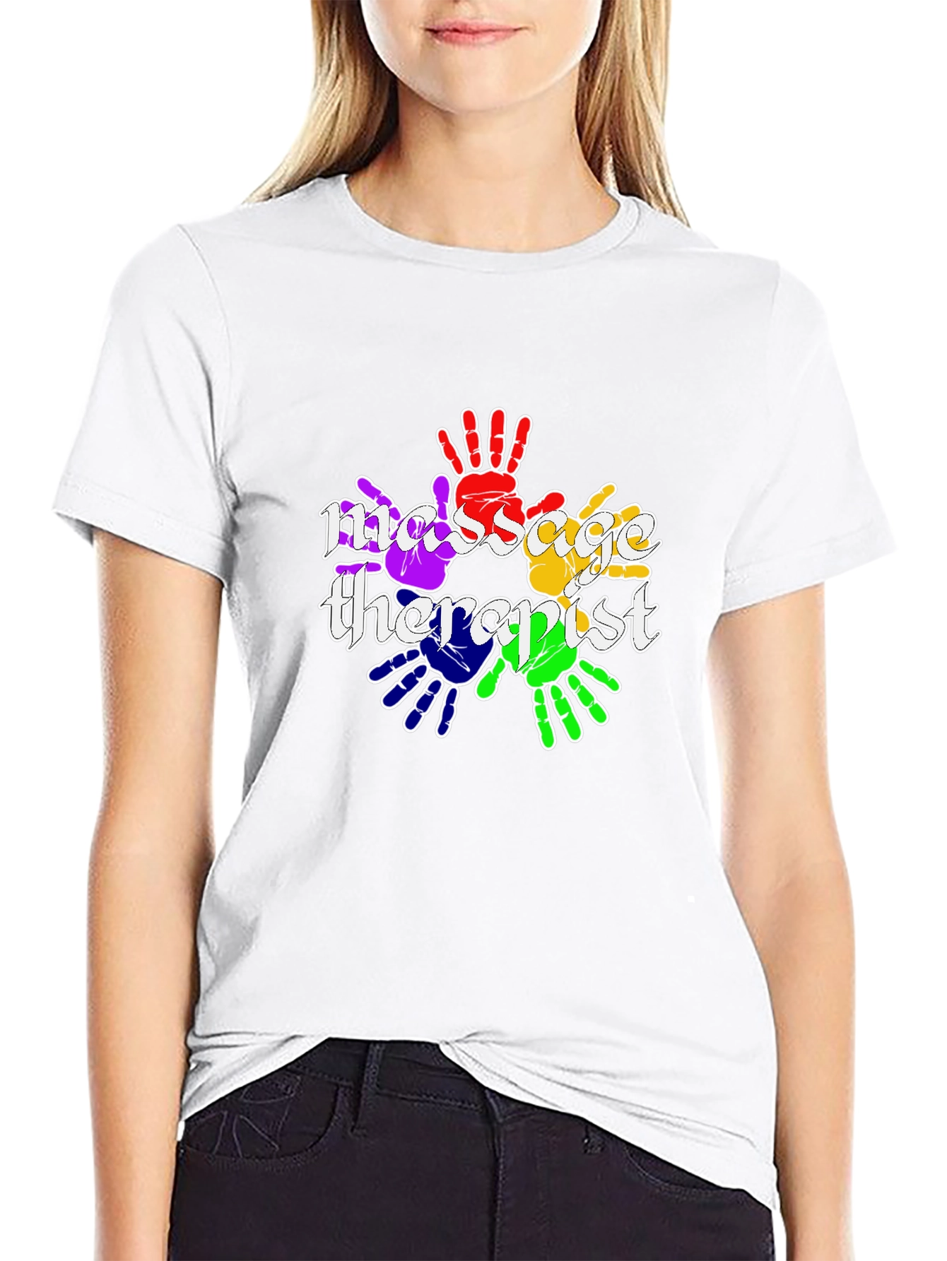Massage Therapist Rainbow Handprint T-Shirt