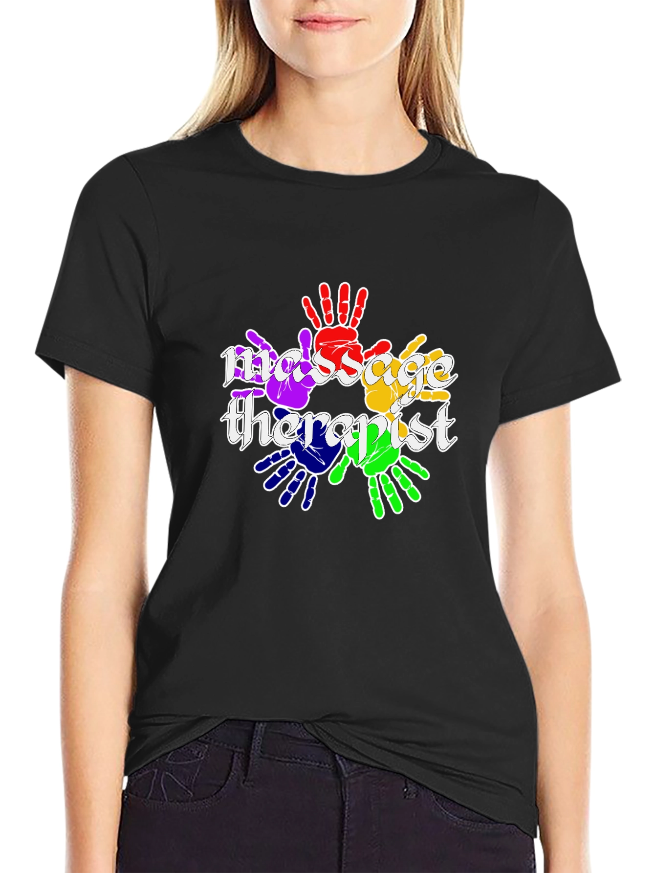 Massage Therapist Rainbow Handprint T-Shirt