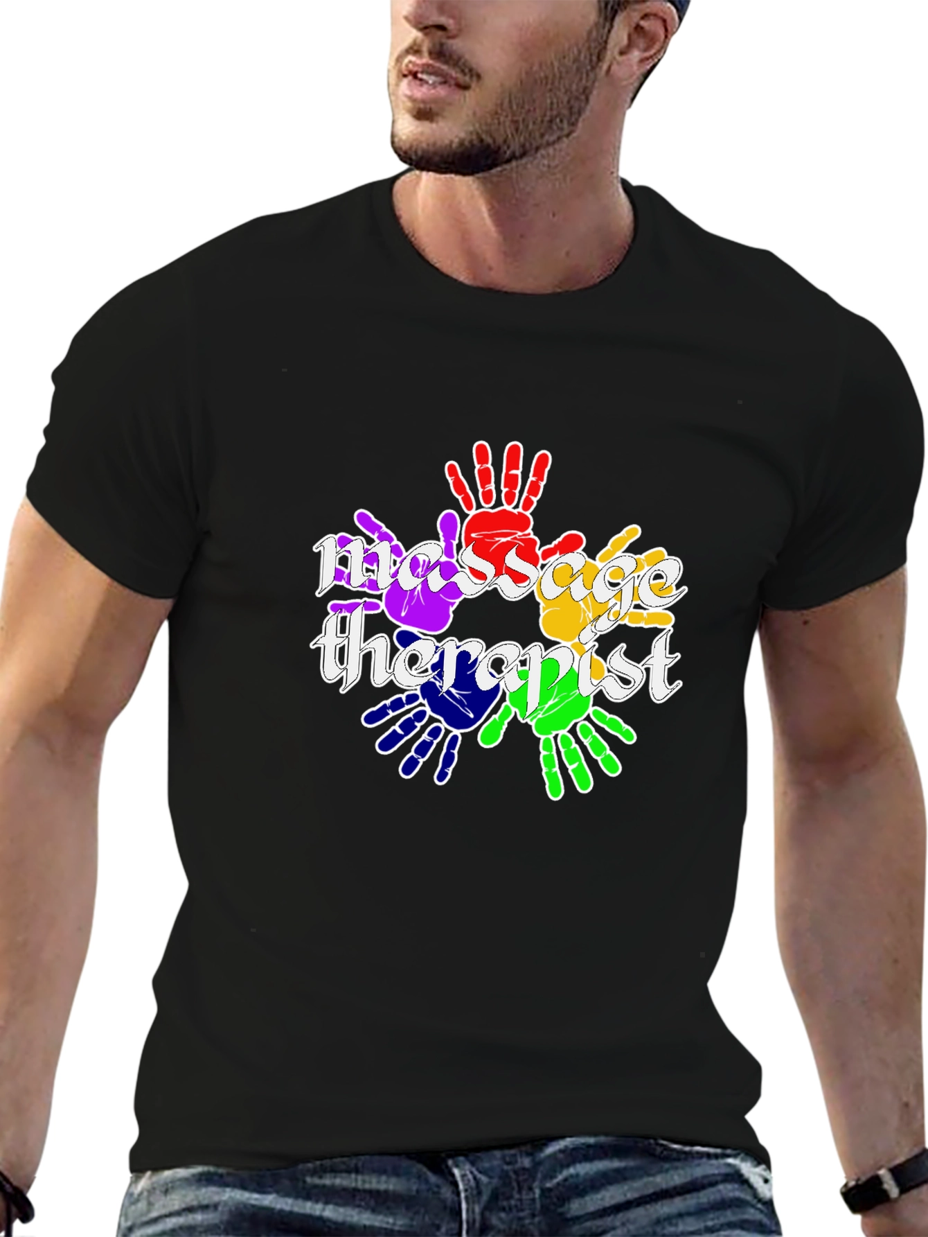 Massage Therapist Rainbow Handprint T-Shirt