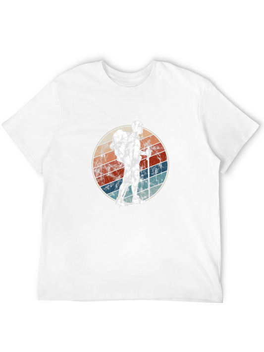 Vintage Hiker Graphic Tee - Black Cotton Blend Shirt