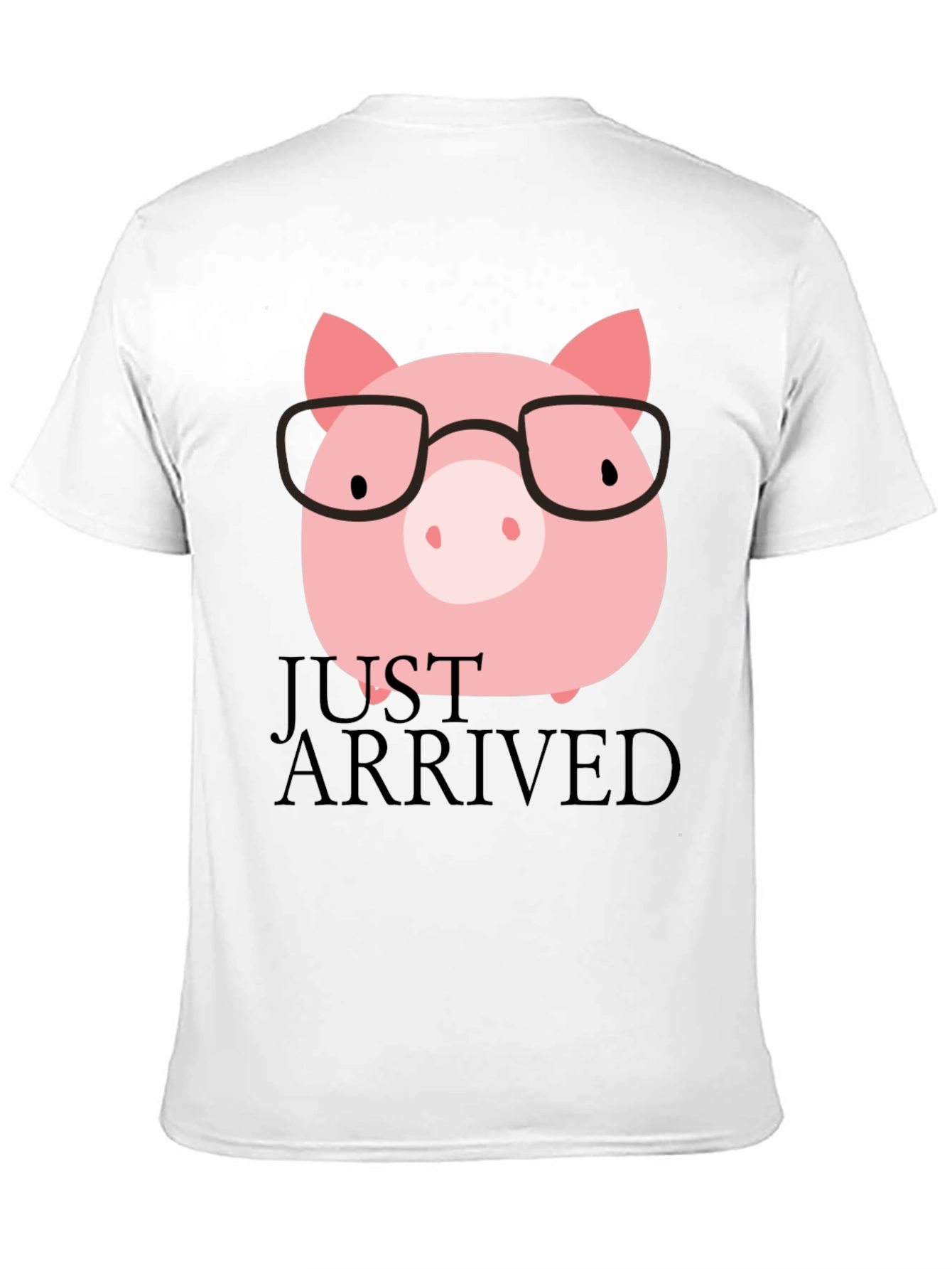 Just Arrived Pig with Glasses Black T-Shirt