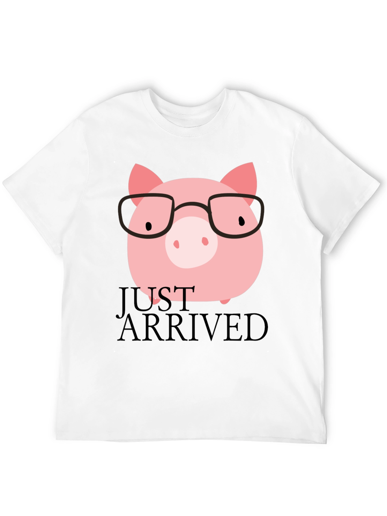 Just Arrived Pig with Glasses Black T-Shirt