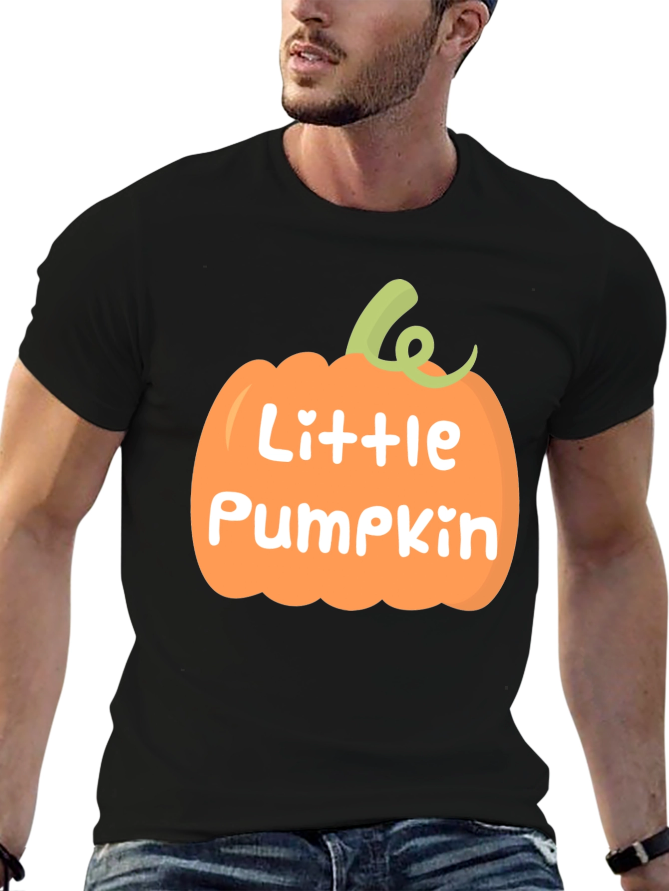 Little Pumpkin Graphic Tee - Black Crew Neck T-Shirt