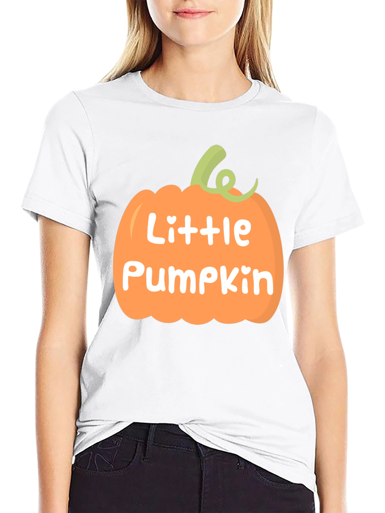 Little Pumpkin Graphic Tee - Black Crew Neck T-Shirt