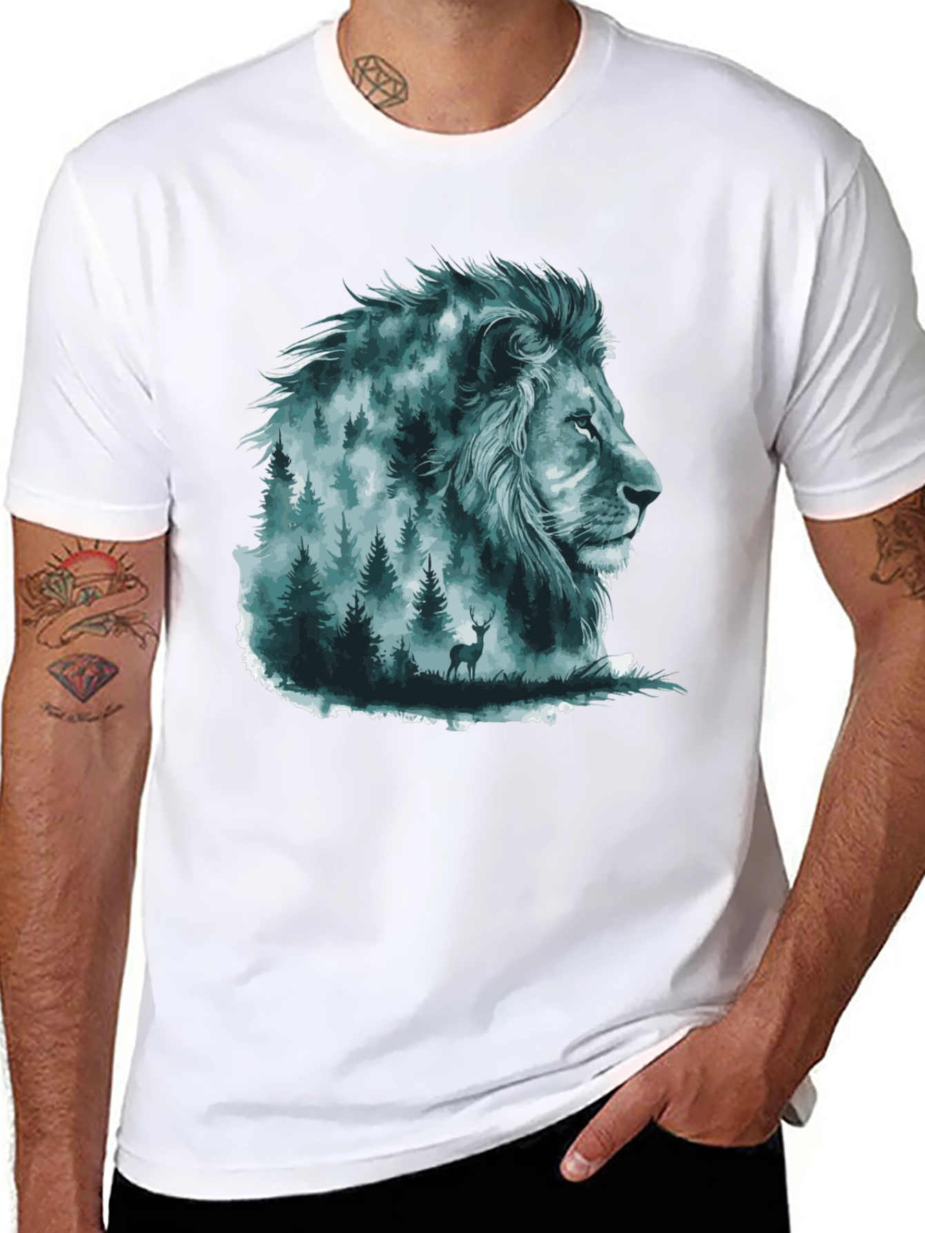 Lion Forest Graphic Tee - Nature Inspired Menswear