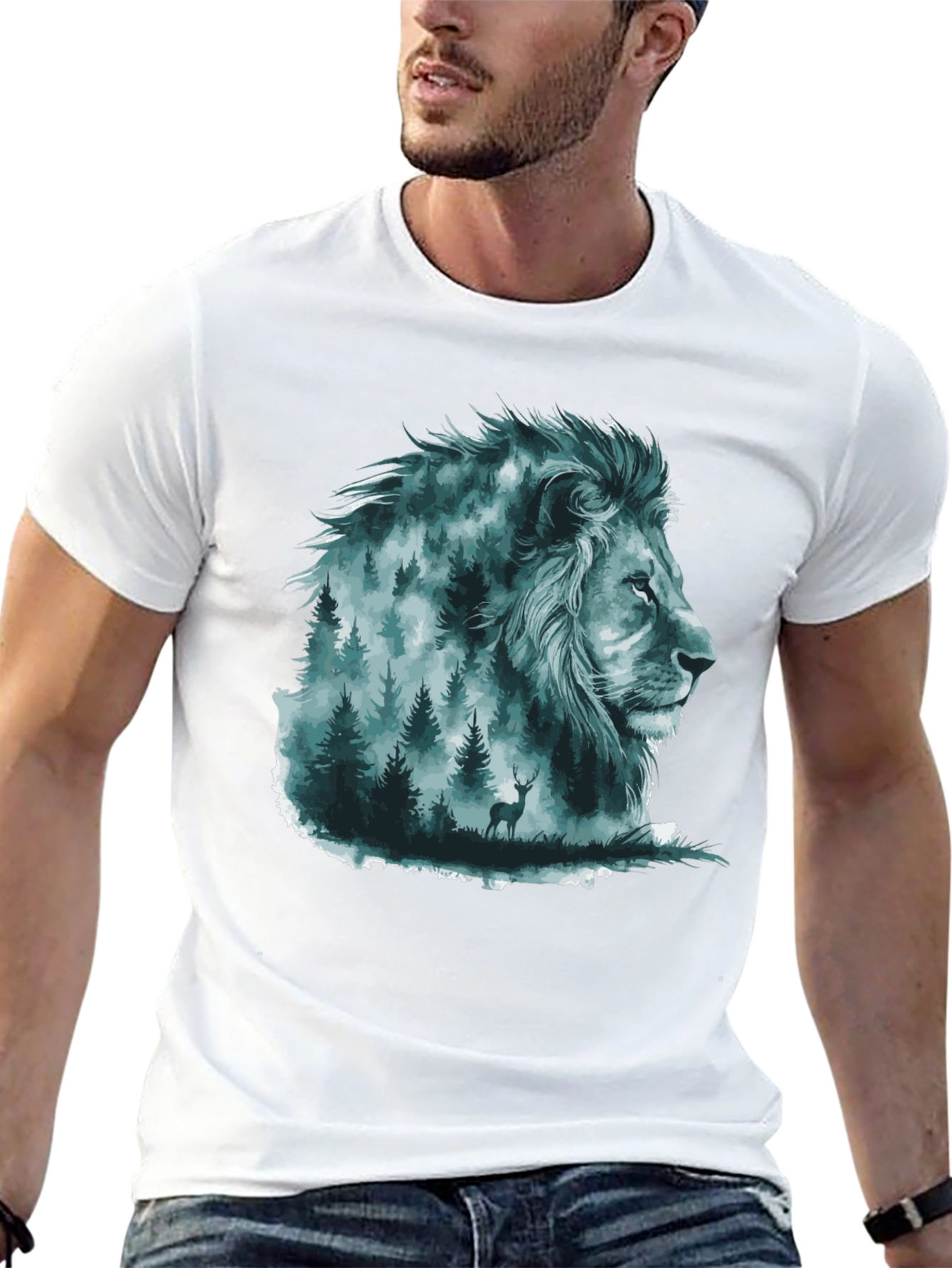 Lion Forest Graphic Tee - Nature Inspired Menswear