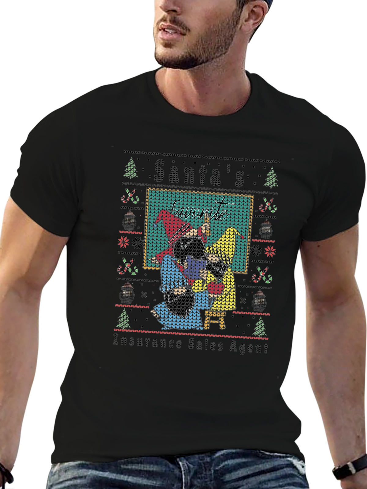 Santas Insurance Sales Agent Ugly Christmas Sweater T-Shirt