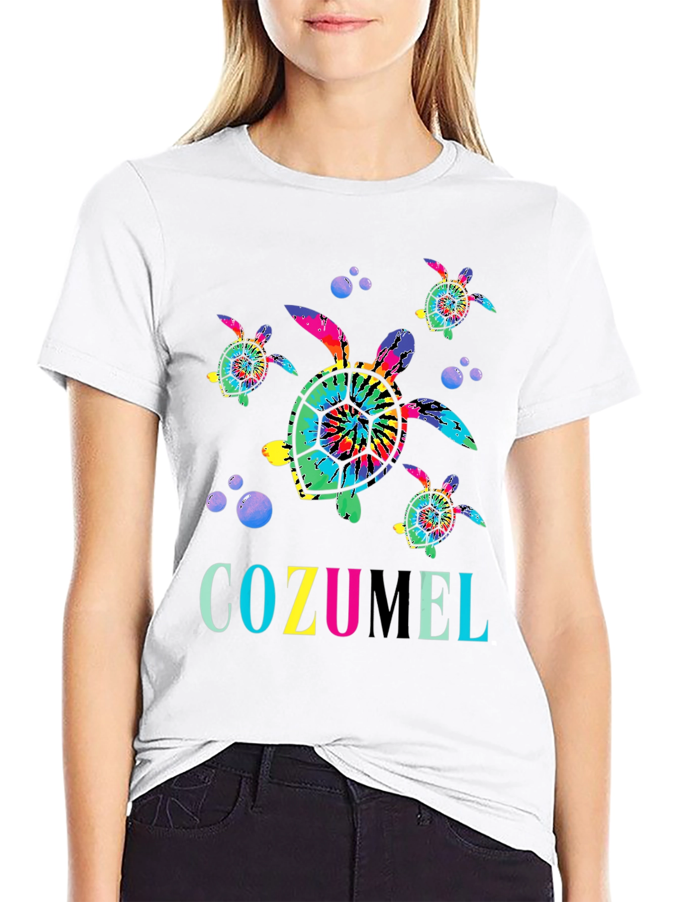 Cozumel Turtle Tie-Dye Graphic Tee