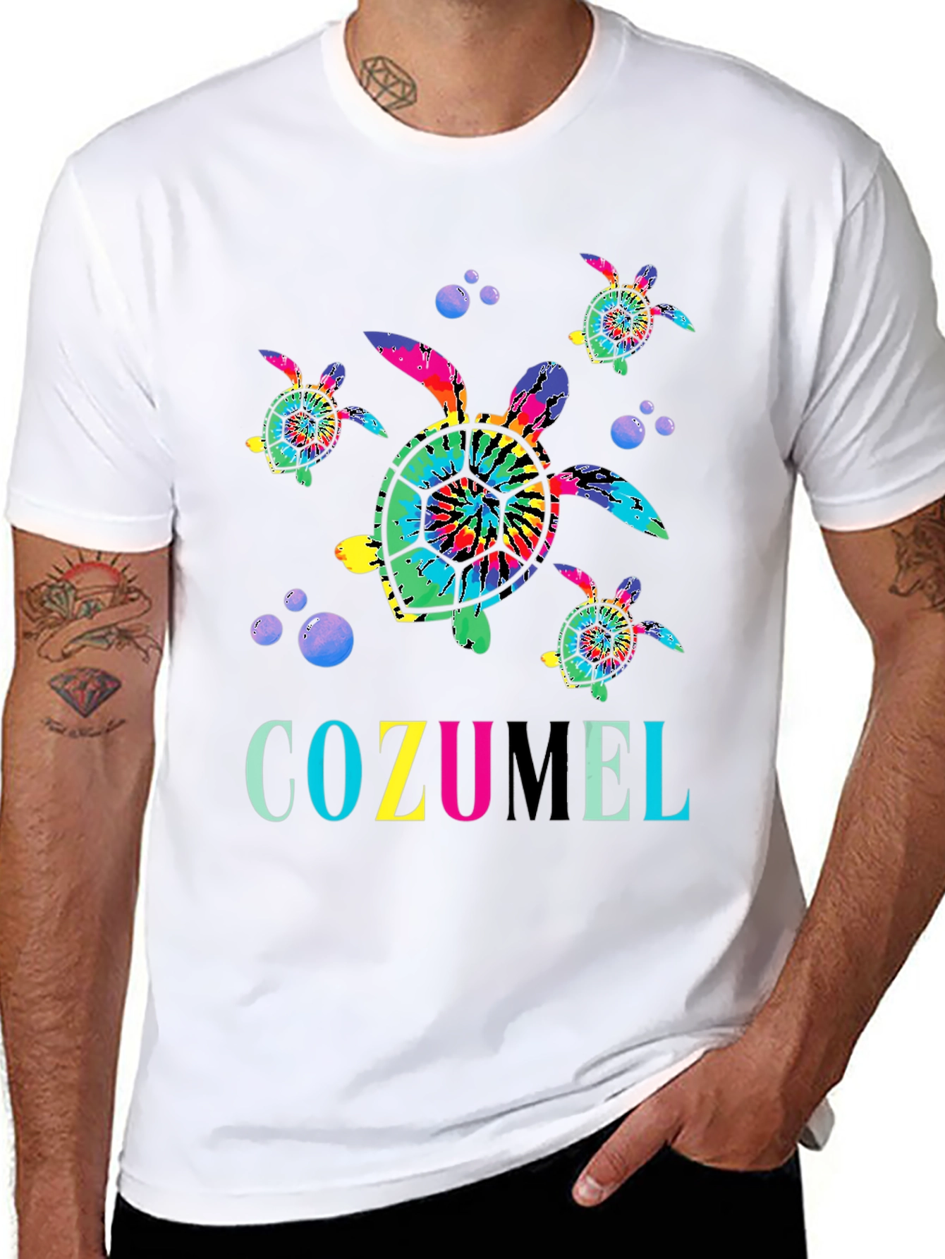 Cozumel Turtle Tie-Dye Graphic Tee