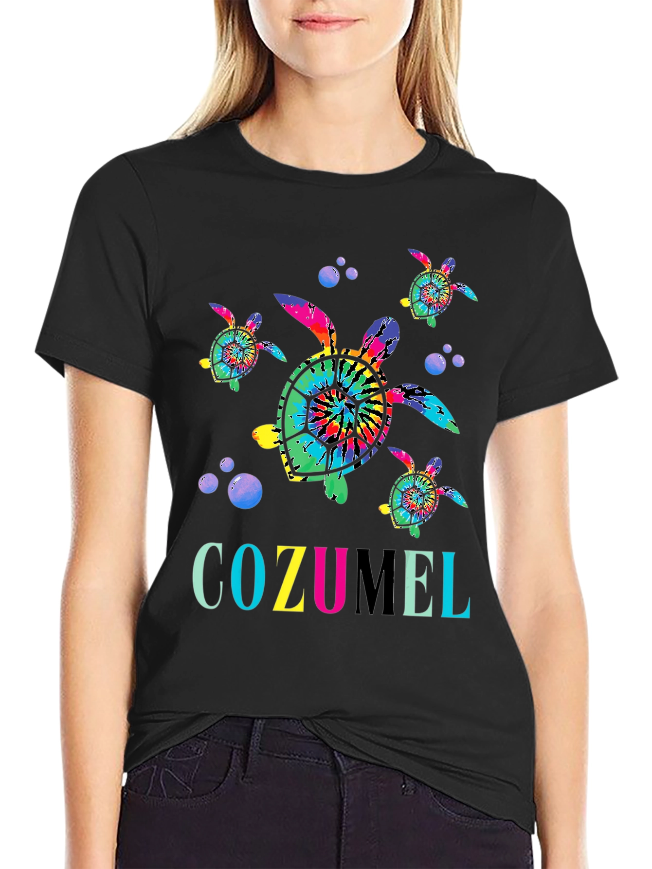 Cozumel Turtle Tie-Dye Graphic Tee