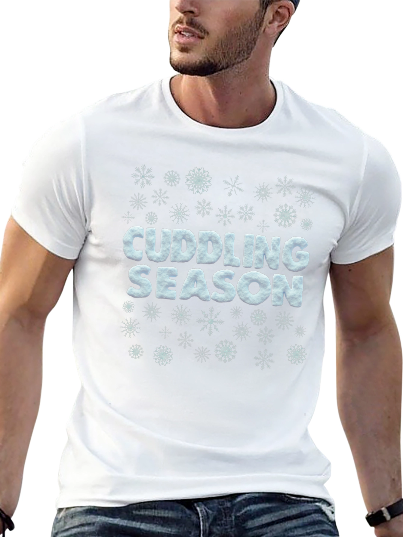 Cuddling Season Snowflake Black T-Shirt