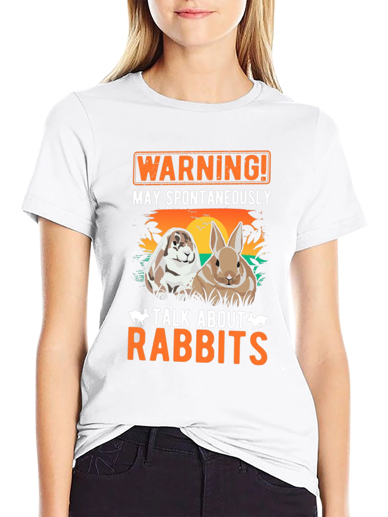 Warning May Spontaneously Talk About Rabbits T-Shirt