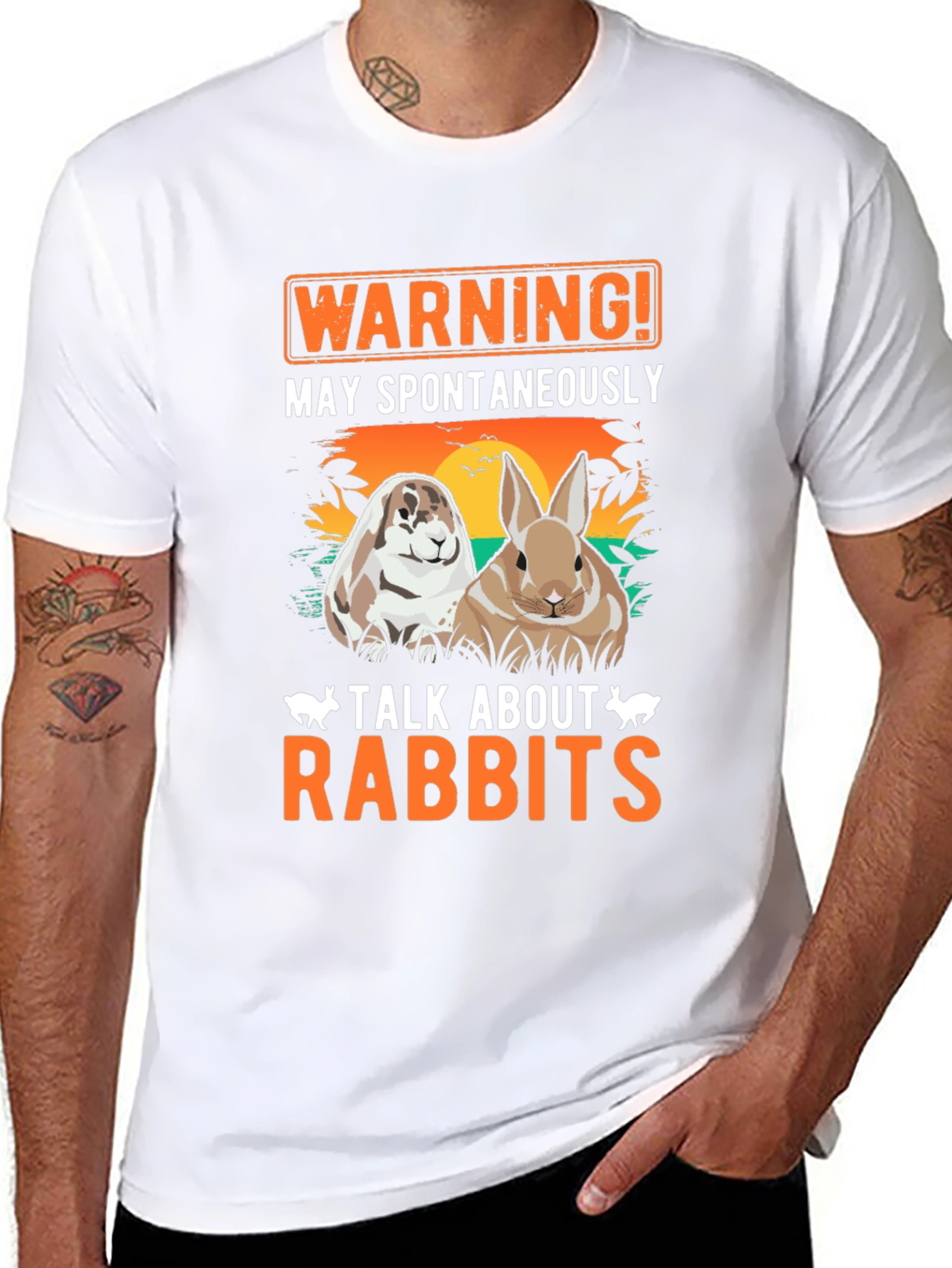 Warning May Spontaneously Talk About Rabbits T-Shirt