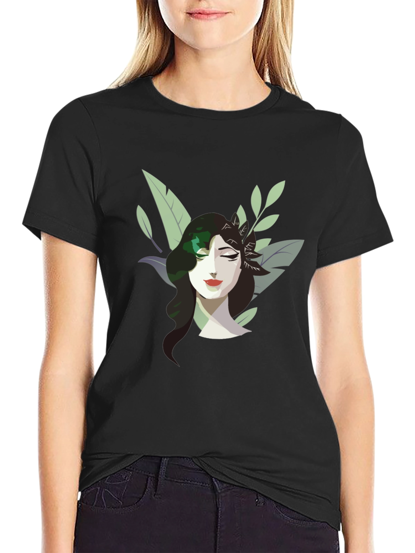 Nature Woman Graphic Tee - Stylish Black T-Shirt