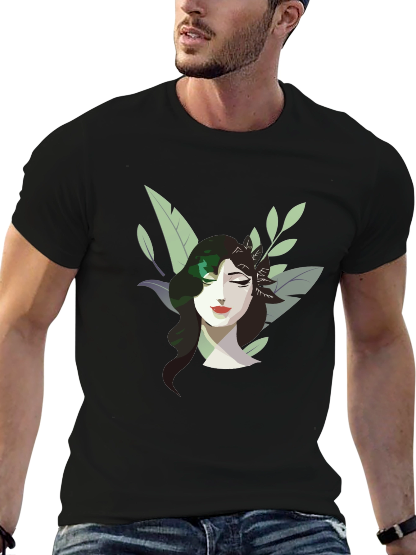 Nature Woman Graphic Tee - Stylish Black T-Shirt
