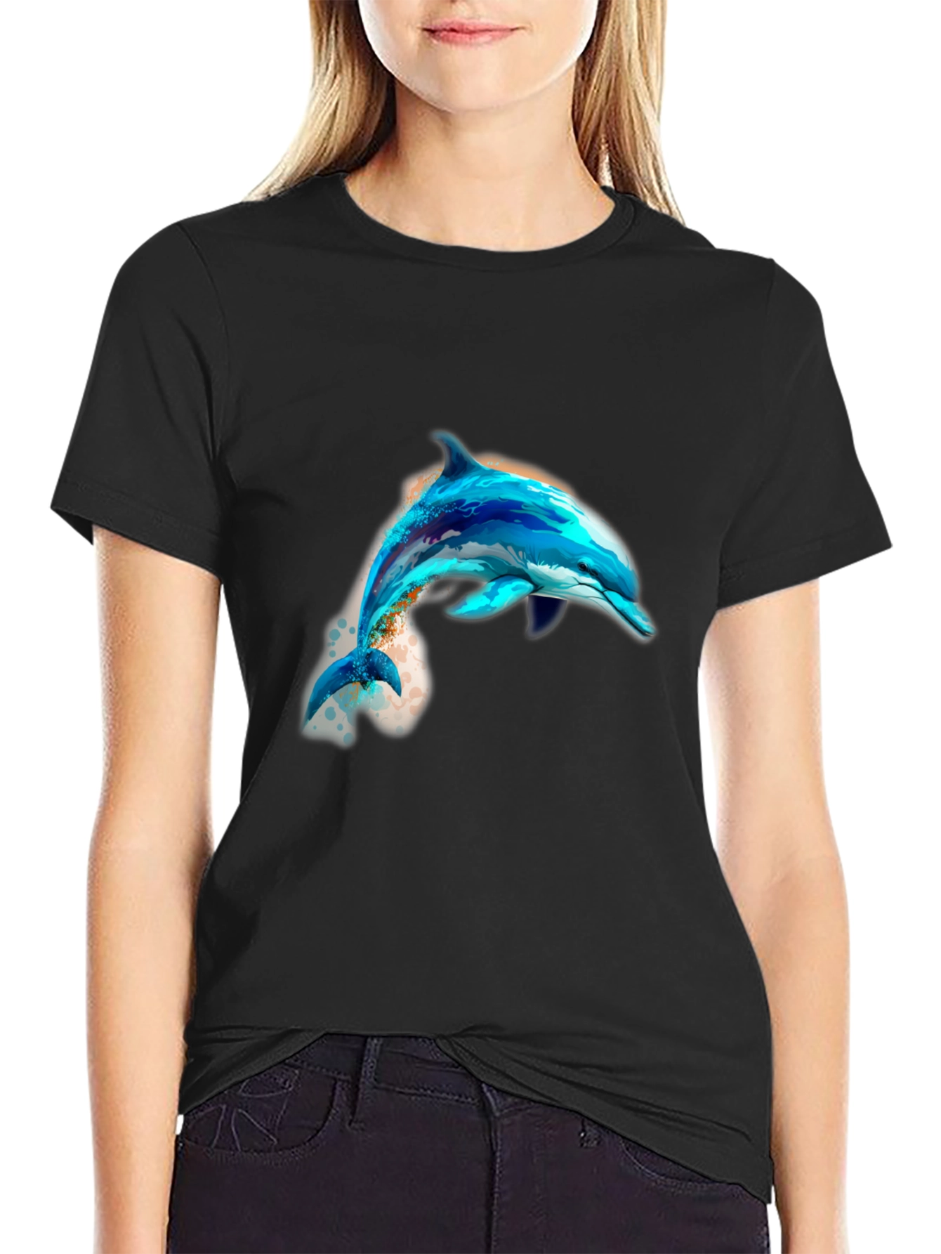 Dolphin Graphic Black T-Shirt