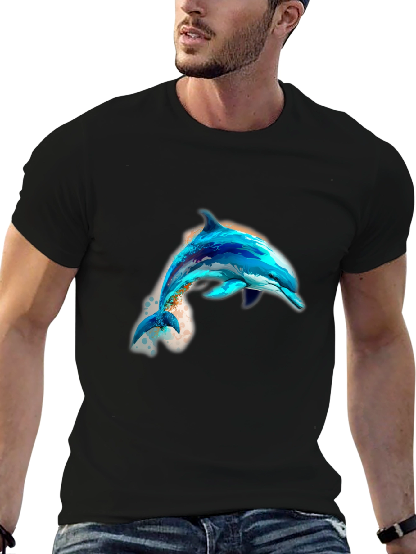 Dolphin Graphic Black T-Shirt