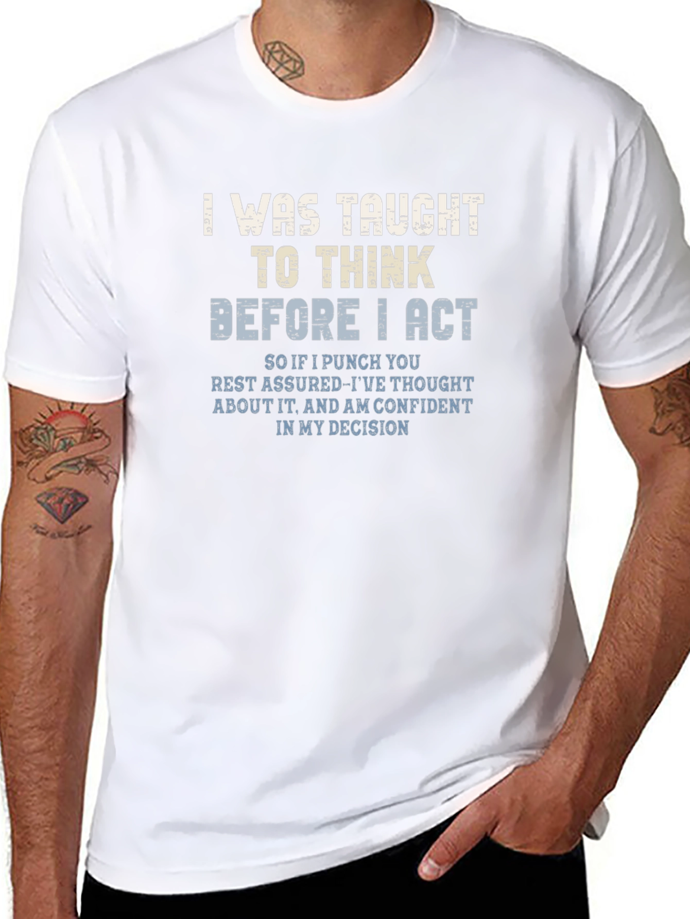 Think Before I Act Novelty Graphic Tee
