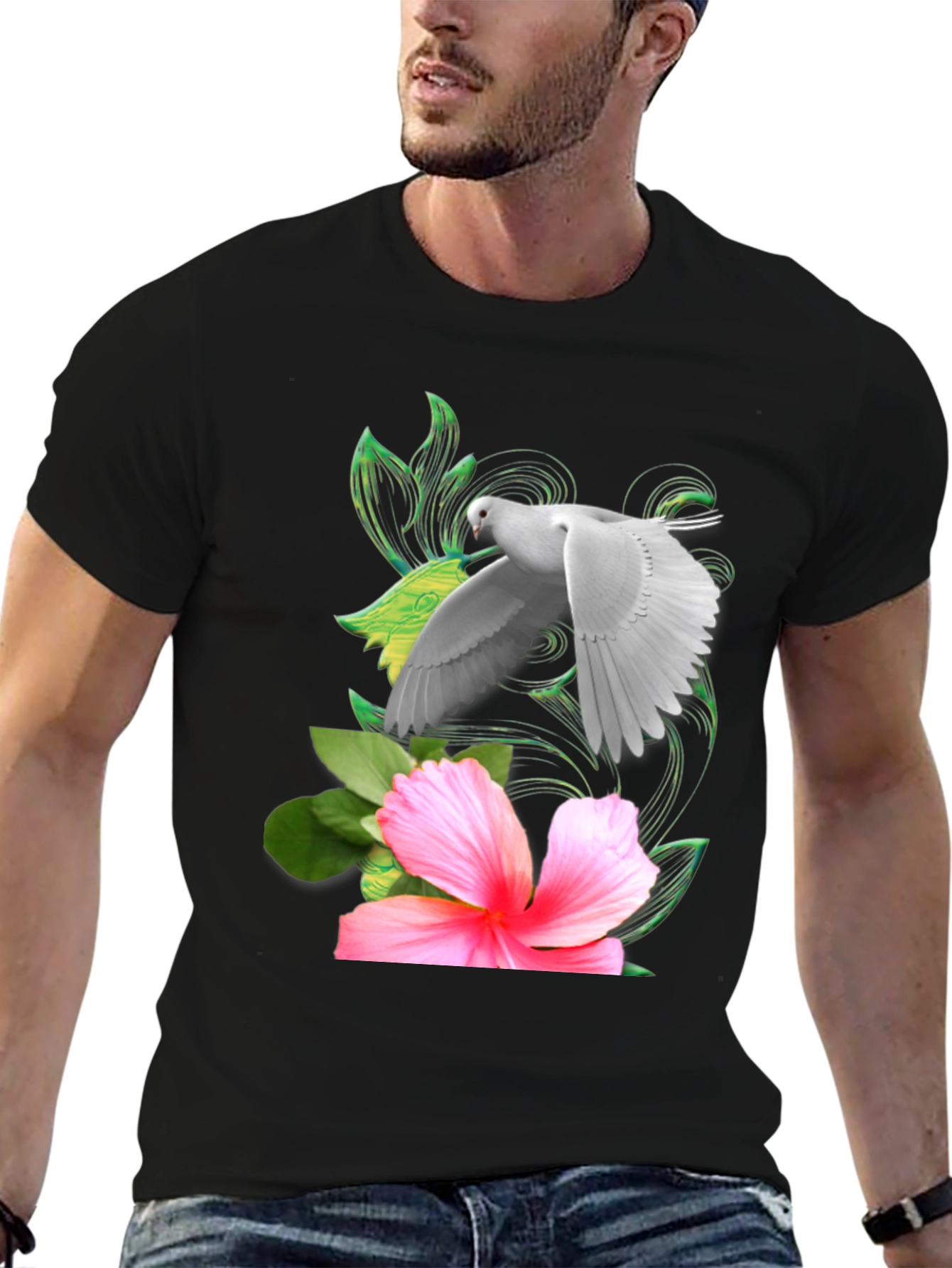 Dove & Hibiscus Graphic T-Shirt