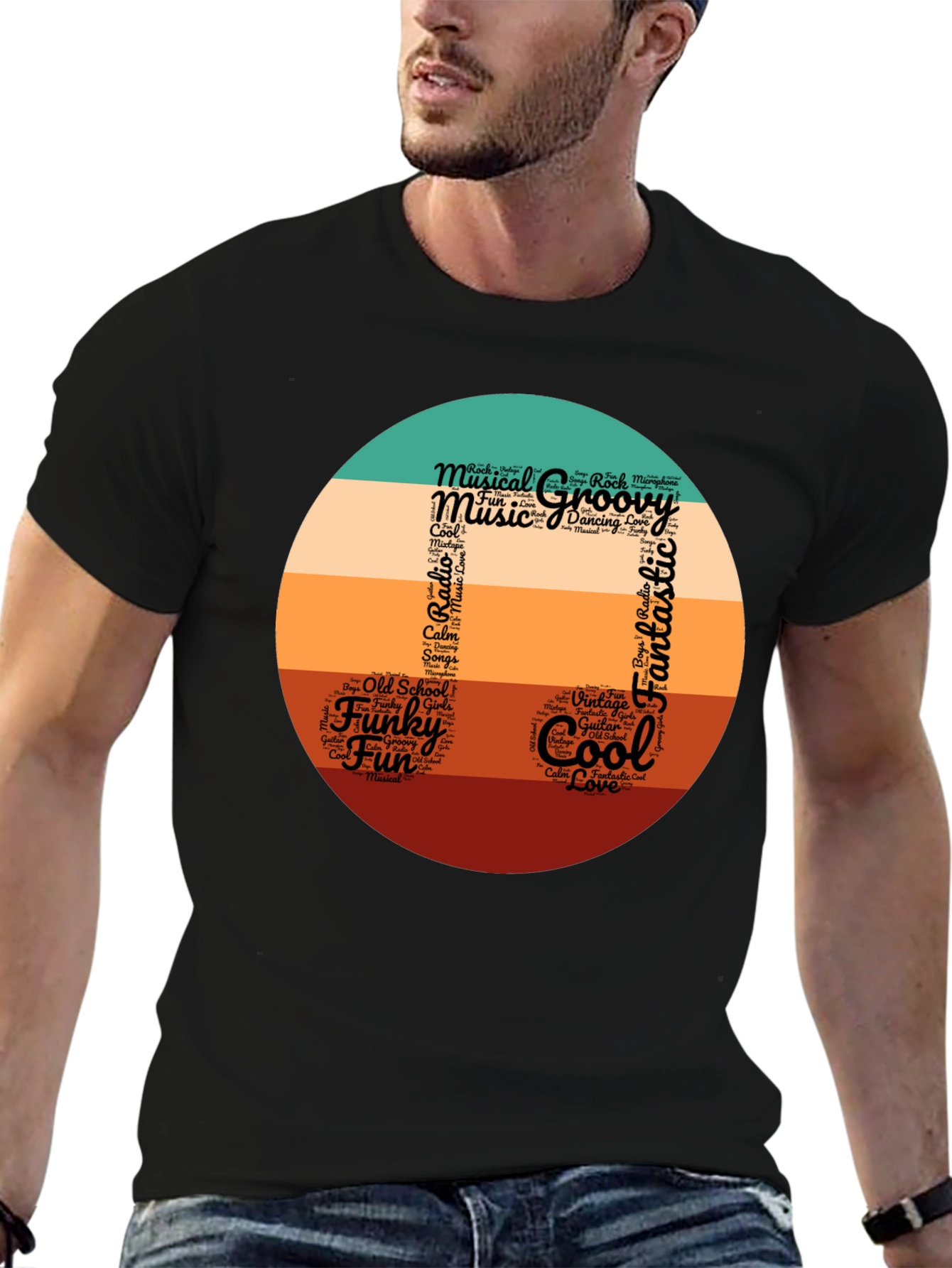 Groovy Musical Note Word Art T-Shirt