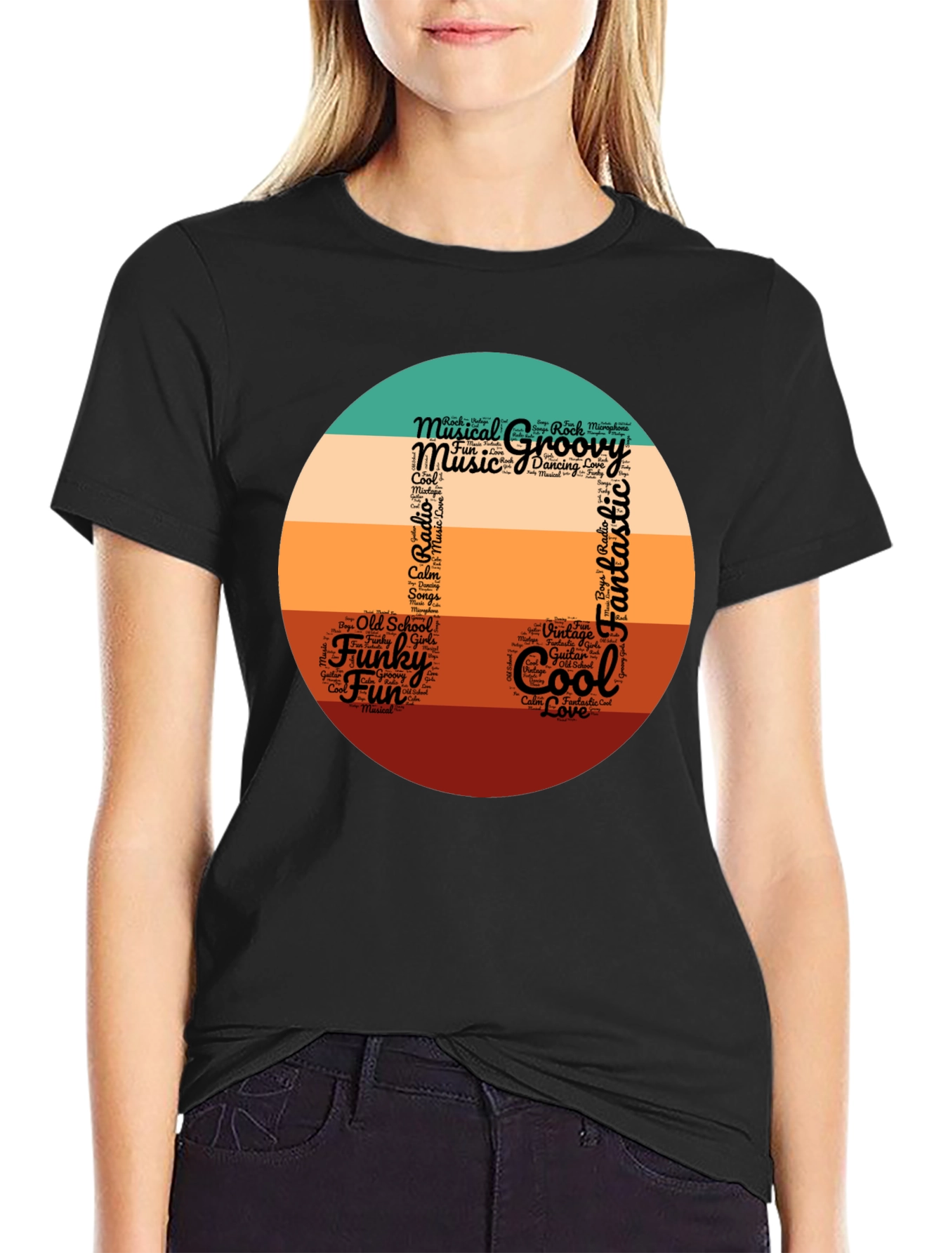 Groovy Musical Note Word Art T-Shirt