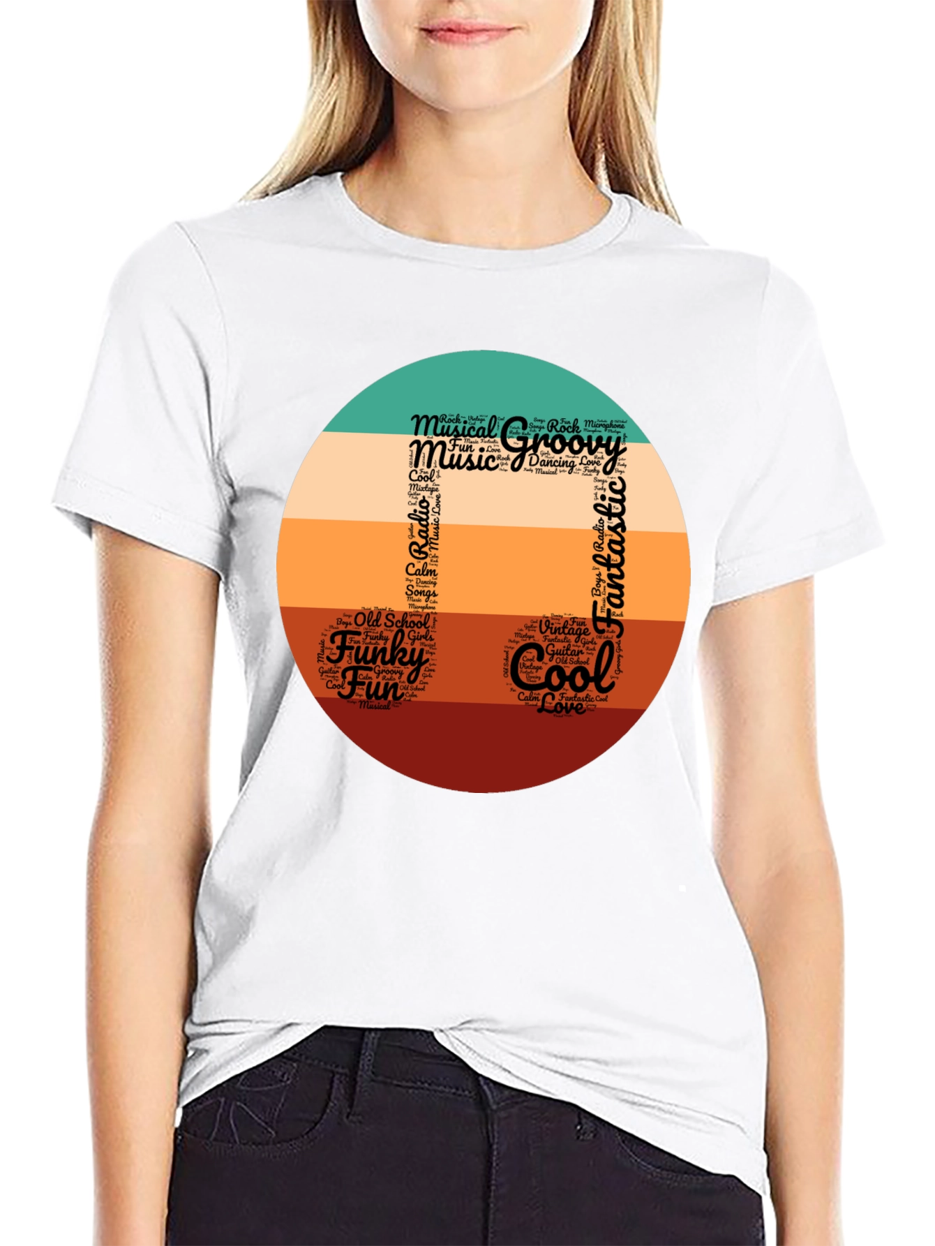 Groovy Musical Note Word Art T-Shirt