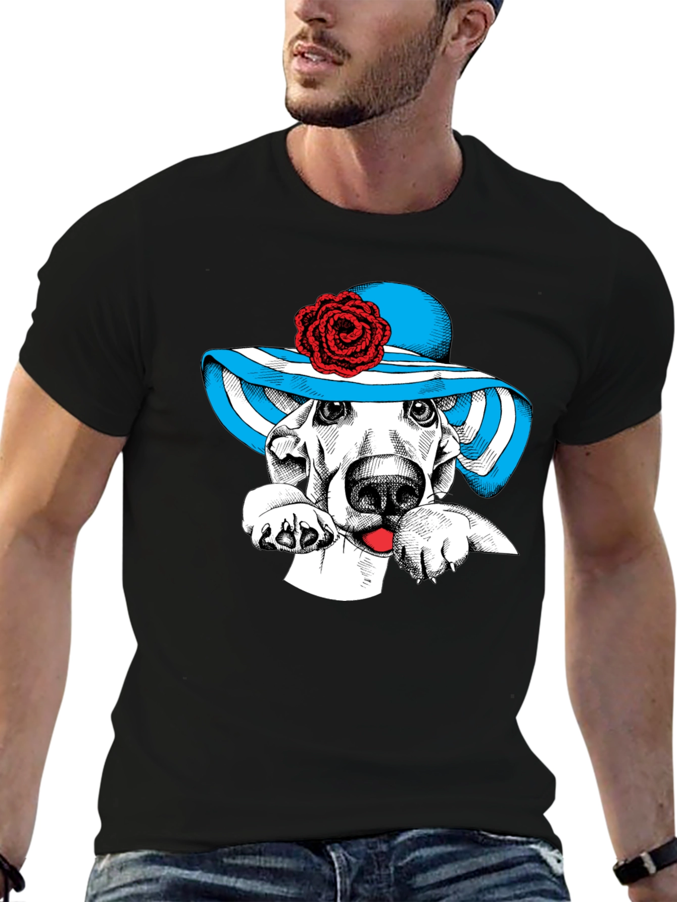 Dog in Hat Graphic Tee - Unique Design!