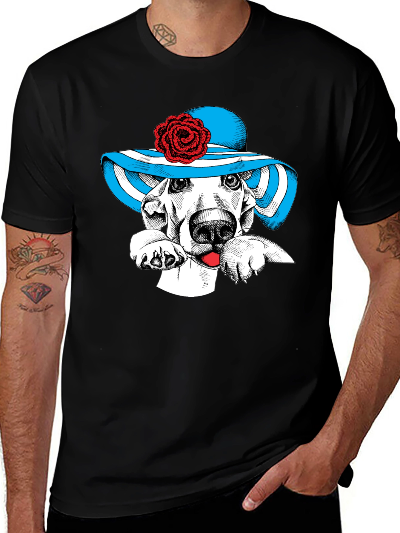 Dog in Hat Graphic Tee - Unique Design!