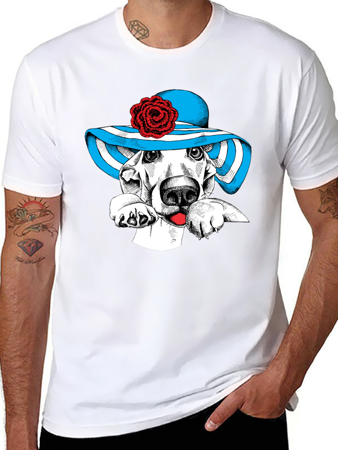 Dog in Hat Graphic Tee - Unique Design!