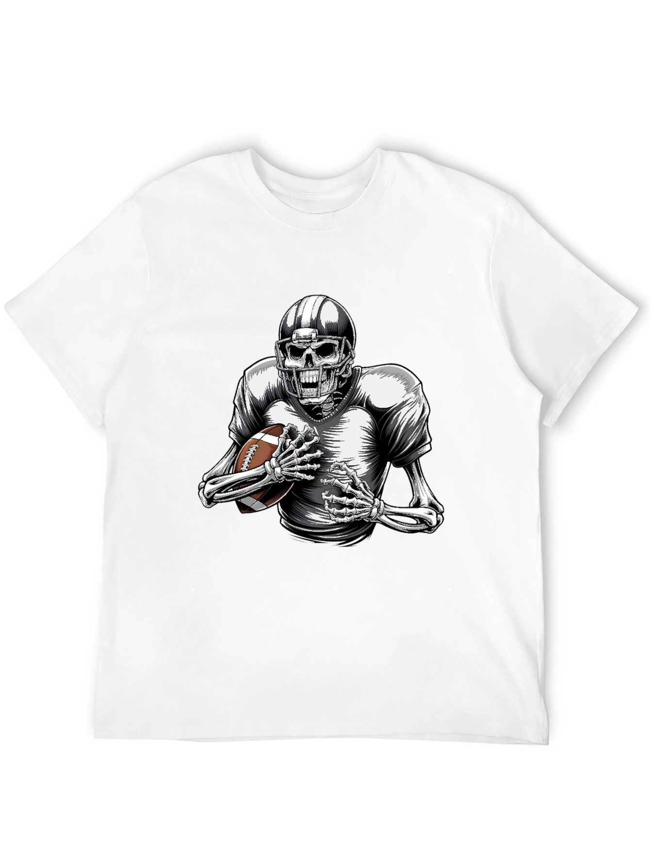 Skeleton Football Player Graphic T-Shirt
