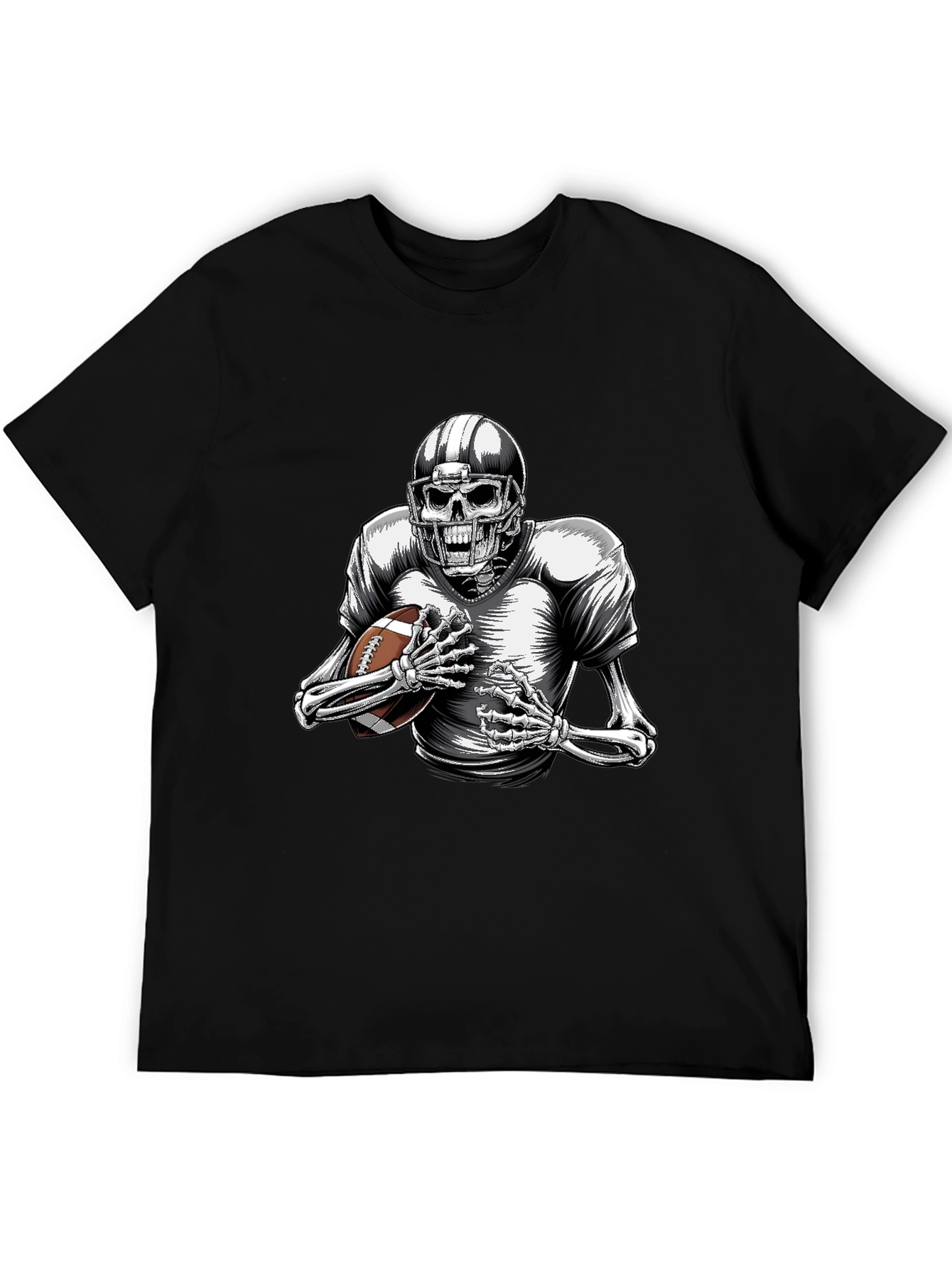 Skeleton Football Player Graphic T-Shirt