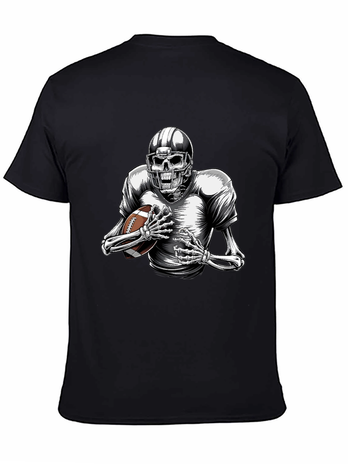 Skeleton Football Player Graphic T-Shirt