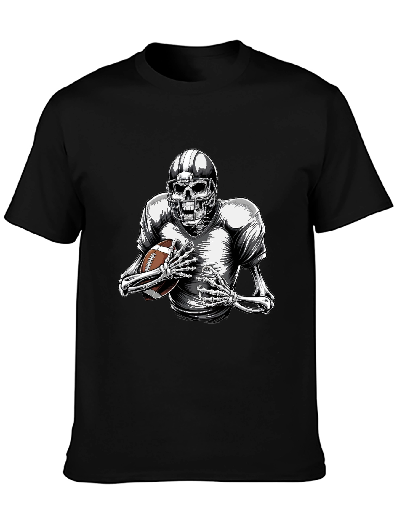 Skeleton Football Player Graphic T-Shirt