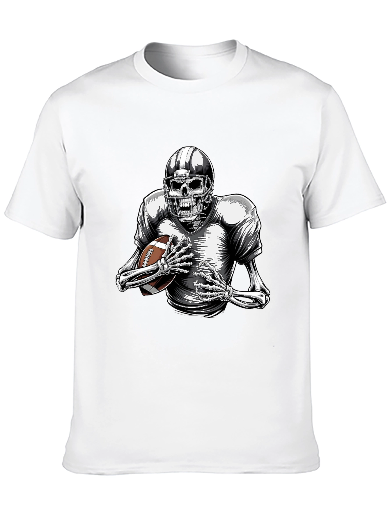 Skeleton Football Player Graphic T-Shirt